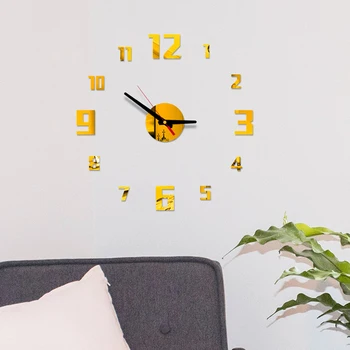 DIY 3D Stenska Ura Quartz uro reloj de pared Sodobno Oblikovanje Ogledalo Dekorativni Ure Evropi Akril Nalepke za dnevno Sobo, Klok