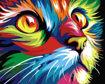 DIY digitalno Barvanje Z Številkami Kompleti Pisane Mačke Barve Z Številkami živali Strani Oljna slika Edinstveno Darilo Za Otroke, odrasle