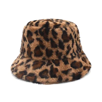 Doit Leopard Ženske Vedro klobuk lambswool moda ribolov, Klobuki Ženski toplo zimo Pari lady dekleta klobuk ribič