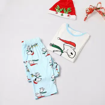Družina se Ujemanje Božičnih Pižamo Nastavite Bombaža Ženske Baby Otroci Dolg Rokav Risanka Pozimi Sleepwear Neightwear UK