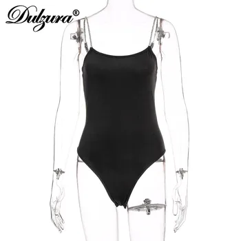 Dulzura verige diamond ženske tangice bodysuit trak bodycon seksi streetwar 2020 poletne obleke party klub telo osnovne romper trdna