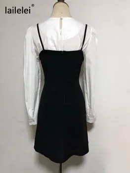 Dva Kosa Obleko Špageti Trak Seksi Mini Zimski Sukienki Damskie Elegantna Stranke Elegantno Črno Korejski Klub Kratek Harajuku Jeseni Leta 2020