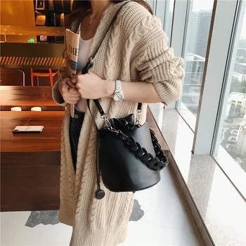 Elegantni Ženski Tote Vedro Vreča 2020 Moda New Visoke kakovosti PU Usnja Ženske Oblikovalec Torbico Vintage Ramenski Messenger Bag