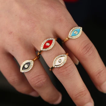 Emajl turški zlo oko zaročni prstan preprost klasičen moda za ženske, nakit padec ladijskega prometa