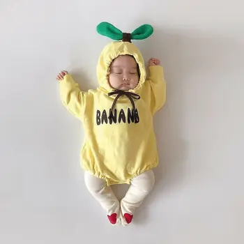 Emmababy Novorojenih Otrok Baby Dekle, Fant, Dolg Rokav Pismo Natisnjeno Banana Pismo Tiskanja Obleko Jumpsuit Romper Oblačila Jeseni