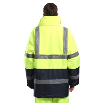 EN471 ANSI/SEA 107 Hi vis Dveh Ton Nepremočljiva Varnost Parka Suknjič Z Odsevni Trak Oranžne Varnost delovna oblačila Zimsko Jakno
