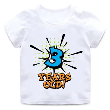 Fantje in Dekleta happy Birthday Število 1 3 6 Pismo otroci poletnih oblačil Tshirt Tiskanje Staršev otrok Rojstni dan Darilo Digitalni T-shirt