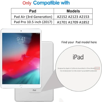 Funda iPad zraka 3 10.5 Pro 10.5 A2123/A2152/A2153/A2154/A1701/A1709 Auto Wake/Spanje na Magnetni Primeru Smart Cover Projekcijska Stojala Coque