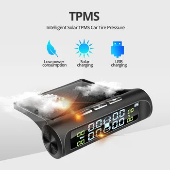 Gmai Sončne Energije TPMS Avto Tlaka v Pnevmatikah Alarm Monitor Sistem Auto Varnostni Alarmni Sistemi Tlak Pnevmatik Temperature Opozorilo