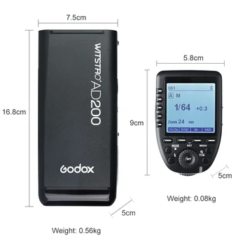 Godox AD200 200Ws TTL GN60 HSS Flash Vgrajen 2.4 G Wireless in Xpro-C/N/F/S/O/P Oddajnik za Canon, Nikon Fuji, Sony, Olympus