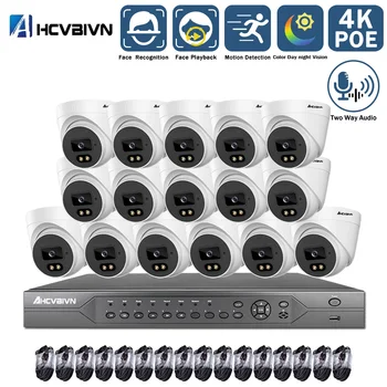 H. 265+ 16CH 4K HD 5MP Varnostne Kamere NVR Komplet Zunanja Vodotesna Barvna Nočno Vizijo IP Kamero POE CCTV Video nadzorni Sistem