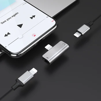 Hoco 2 v 1 Dvojni Tok Splitter Audio Slušalke Polnjenje Za iPhone 12 11Pro Max XS Max Avdio Pretvornik Za polnjenje Strele