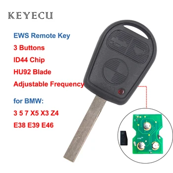 Keyecu EWS Daljinski Ključ 3 Gumb 315/433MHz ID44 Čip HU92 Rezilo za Stare BMW 3 5 7 X5 X3 Z4 E38 E39 E46 (Nastavljiva Frekvenca )