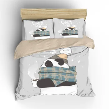 Klasična posteljnina nabor 3D HD Panda posteljno perilo 3pcs/set kraljica kralj velikost rjuhe kritje nastavite bedsheet AB strani Božič rjuhe kritje 2020