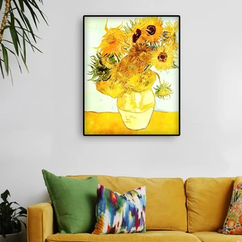 Laeacco Van Goghovih Sončnic Platno Slikarstvo Moderne Stenske Umetnosti Oljna Slika, Spalnica, Dnevna Soba Doma Dekor Plakat In Natisne Sliko
