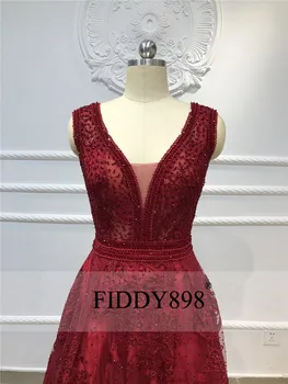 Luksuzni Večerno Obleko 2020 A-Linijo Proti-Vrat Kristalno Beaded Prom Oblačenja Dolge Čipke Formalno Večerno obleko Vestido de Fiesta NE68