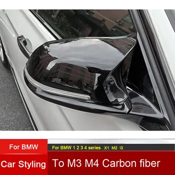 M3 M4 Videz Za BMW F20 X1E84 M2 F87 Ogledalo Pokrov 1 2 3 4 serije F36 F22 F30 Pogled od Zadaj Ogljikovih Videz Ogledalo Pokrov 6 Kos sijaj črna