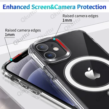 MagSafe Primeru za IPhone 12 Pro Max Jasno Primeru Zrak Oklep prosojna Zaščita Nazaj Kritje za IPhone 12 Mini Telefon Primerih 2020