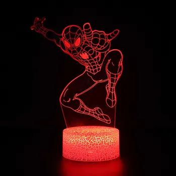 Marvel Avengers Anime Spider Man Slika Akril 3D Iluzije LED Lučka USB Pisane Nočna Model Igrače za Otroke Božično Darilo