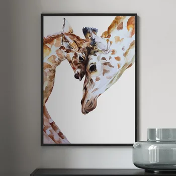 Mati Otroka Žirafa Družino Platno Stensko Slikarstvo Umetnost Tiska Plakatov Slike za Galerijo, dnevno Sobo Notranjost Doma Dekor
