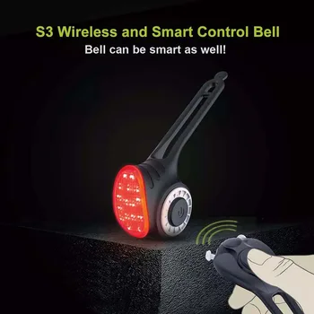 Meilan S3 Kolo Svetlobe COB Bell Anti-Theft Alarm Wireless Kolesa Zadaj luč Rep Lučka za Polnjenje po vmesniku USB Kolesarjenje Varnost Luči