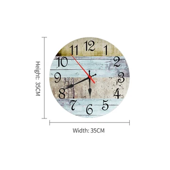 MEISD Dekorativne Stenske Watch Lesene Natisne Barva Kmečko Horloge Quartz Tiho Mehanizem za uro Krog Design 35 CM Brezplačna Dostava