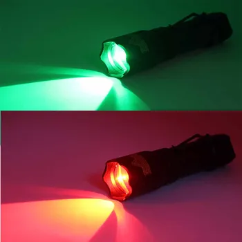 Multifunkcijski 4 Barve v 1Hunting 18650 Zoomable LED Multicolor Taktično Svetilko Rdeča Zelena Modra Bela Ribolov Žarnico, flash