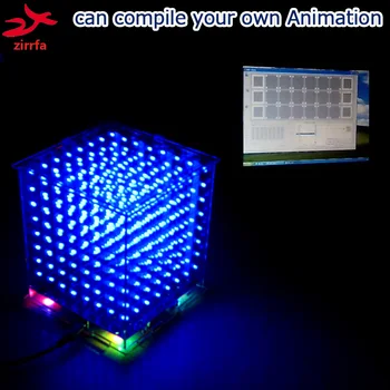 Na zalogi!3D8 8x8x8 led elektronskih svetlobo cubeeds diy komplet z demo računalniške programske opreme