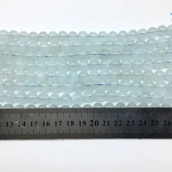Naravni Aquamarines Modra Kristal Krog Kamna Biseri 6 mm 8 mm 10 mm 11 mm Gladke Noge Zapestnica Nakit Ni Stekla Ne Obarvana v Barve