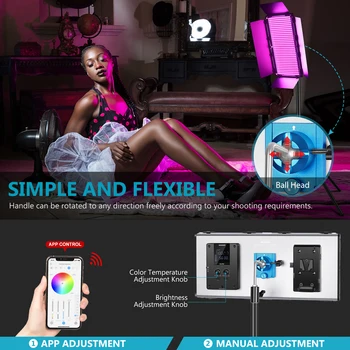 Neewer 960 RGB Led Luči z APLIKACIJO Nadzor, 960 SMD LED Nastavljiva Barve/9, ki veljajo Prizorov LCD Zaslon/Barndoor Kovinski Okvir