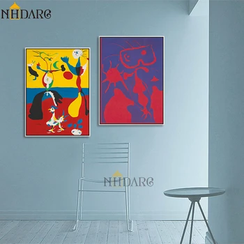 NHDARC Platno, Saj Plakati Miro Povzetek Klasični Slog, Barva Povzetek Stenske Slike za dnevno Sobo, Home Decor Art