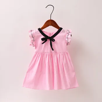 Nova Otroška Oblačila Dekle Obleko Priložnostne Trdna Obliž Korejski Poletje Bombaž Srčkan Precej Lok Oblačila Za Otroke, Otroci Baby Girl Obleke