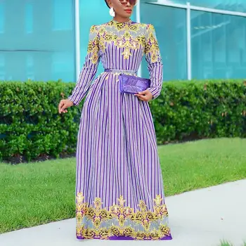 Obleka Za Ženske Afriške Nigerija 2020 Nove Jesensko Zimske Dolžina Tal Dolg Rokav Vijolično Elegantne Večerne Stranka Večerja Vestidos Vroče
