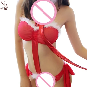 Odraslih BDSM Spol Ropstva Erotične Igrače Za Pare Seksi Rekviziti Božič Cosplay Ženske Sleepwear Perilo Skušnjavi Modrc More Set