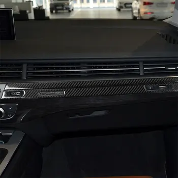 Ogljikovih Vlaken Avto Dodatki Notranjost nadzorno ploščo Plošča Zaščitni Okrasni Pokrov Trim Nalepke Za Audi Q7 SQ7 4M 2016-2019