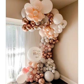 Ohoho Macaron Pastelnih Breskev Balon Arch Komplet Rojstni Dan Dekoracijo Baby Tuš Poroko Zlato Ozadje Dekor Globos Otroci Igrače