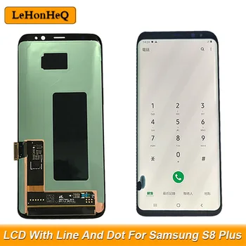 Original LCD z točka in linija Za Samsung Galaxy S8 Plus G955 G955F G955FD LCD zaslon na dotik, digitalno komponento