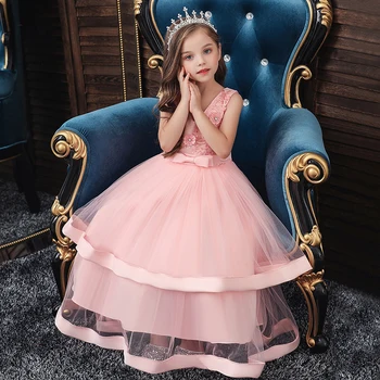 Otroci Dekle Torto Tutu Cvet Obleka Otrok Stranko Poroko Formalno Obleko za Dekle, Princesa Prvo Obhajilo Kostum Nov Prihod 2020