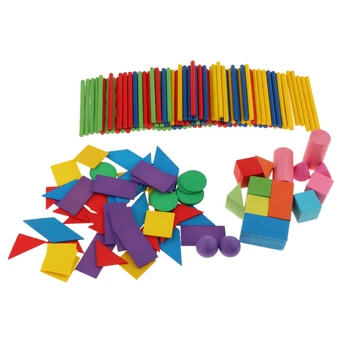 Otroci Otrok Matematika Izobraževalna Montessori Igrača Set, ki Vključuje 100 Štetje Palice, 15 Geometrijskih gradnikov in 50 Geometrijske Oblike