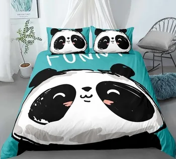 Panda 3D Udobje Zajema Posteljnina Določa Odeja Rjuhe Kritje Prevleke, Tekstil Doma, Spalnica Postelja Set