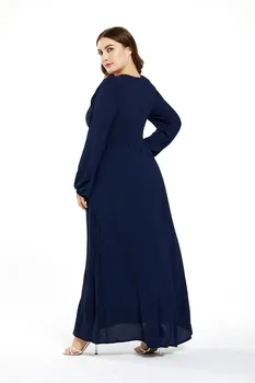 Plus Velikost Muslimanskih Abaya Maxi Obleka Ženske Islamska Oblačila Maroški Tam Kaftan Stranka Vestidos Mujer Žepi Turčija Musulman Jubah Robe