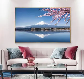 Pokrajina Sliko Mount Fuji Češnja BlossomsSunset Morju Platno Paniting Plakat Moderne Stenske Umetnosti Oljna Slika Domov Dnevna Soba Dekor