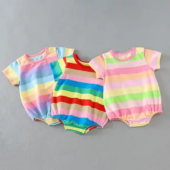Poletje Baby Girl Boy Mavrica Trak Bodysuits Dojenčka Oblačila Obleko Poletje Novorojenčka Oblačila