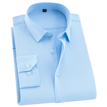Poslovni Moški Formalno Keper Majica Dolg Rokav Slim Fit Obleko Mens Majice brez Prsih Pocket Bela, svetlo modra, Roza Dobro Stitch