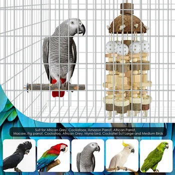 Praktično Ptica Papiga Igrača Velika Papiga Igrača Naravnih Lesenih Blokov Ptica Žvečilni Igrača Papiga Kletko Ugriz Igrače, Obleke za Papige, Makai