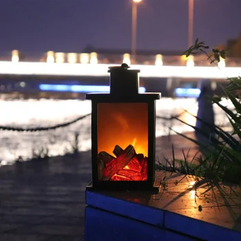 Prenosna LED Kamin Luč Flamless Dnevnik Ogenj Učinek Letnik Lučka za Božič Doma Dekor Vrtne Razsvetljave za Obešanje Svetilke D3