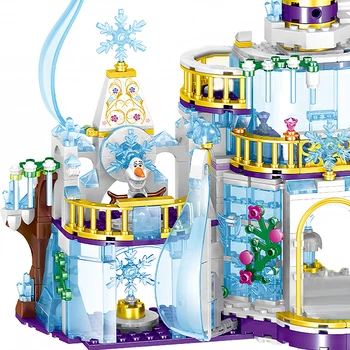 Princesa Snow Queen Ledu Gradu Sneg Številke Združljiv z Dekleti Prijatelji Stavbe, Bloki, Opeke, Igrače za Otroke