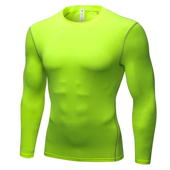 Quick Dry Dolg Rokav Fitnes Fitnes Vadbo Usposabljanje Izvaja Nogomet Moške Srajce -Stiskanje Mišic Šport Jersey T-Majice za Moške