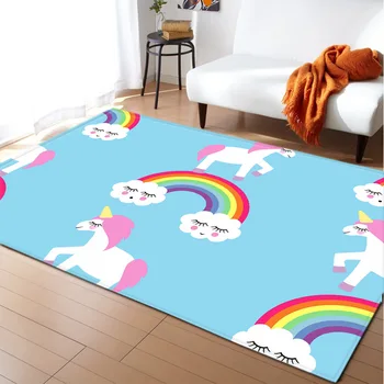 Rainbow Unicorn Otrok Področju Preprogo Risanka Roza Flanela Otroci Igrajo Preprogo Dekleta Soba Talna Obloga Otroška Igra po Vsebini Preproga za dnevno Sobo