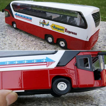 Rdeče Belo Double Decker Turistični Avtobus, 1/38 Diecast Model W/light&sound Zbiranje Igrač